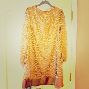Gold lace mini dress